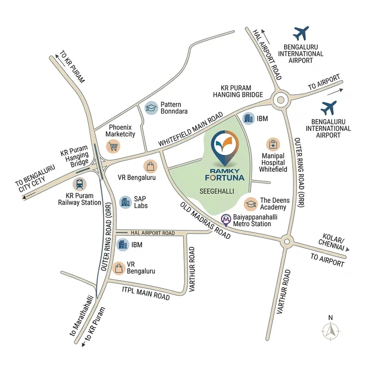 Ramky Fortuna location map in Seegehalli, Bengaluru